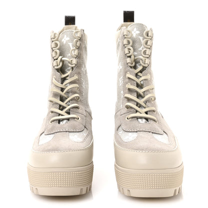Louis Vuitton Suede Calfskin Laureate Platform Desert Boots 39.5 Taupe 3 of 8