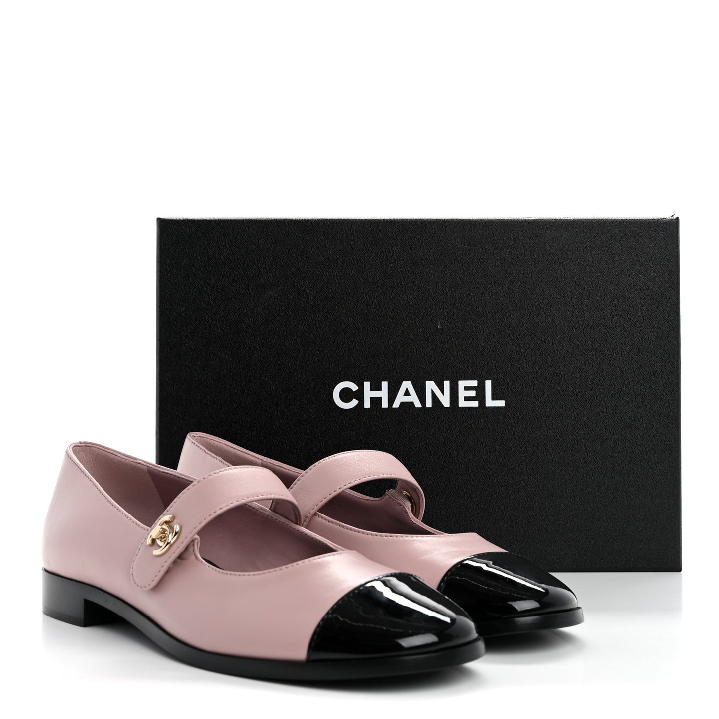 Calfskin Patent Mary Janes Flats 40 Pink Black