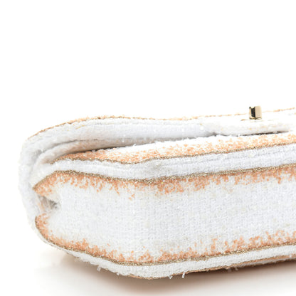 Chanel Metallic Tweed Medium Double Flap White Gold 8 of 10