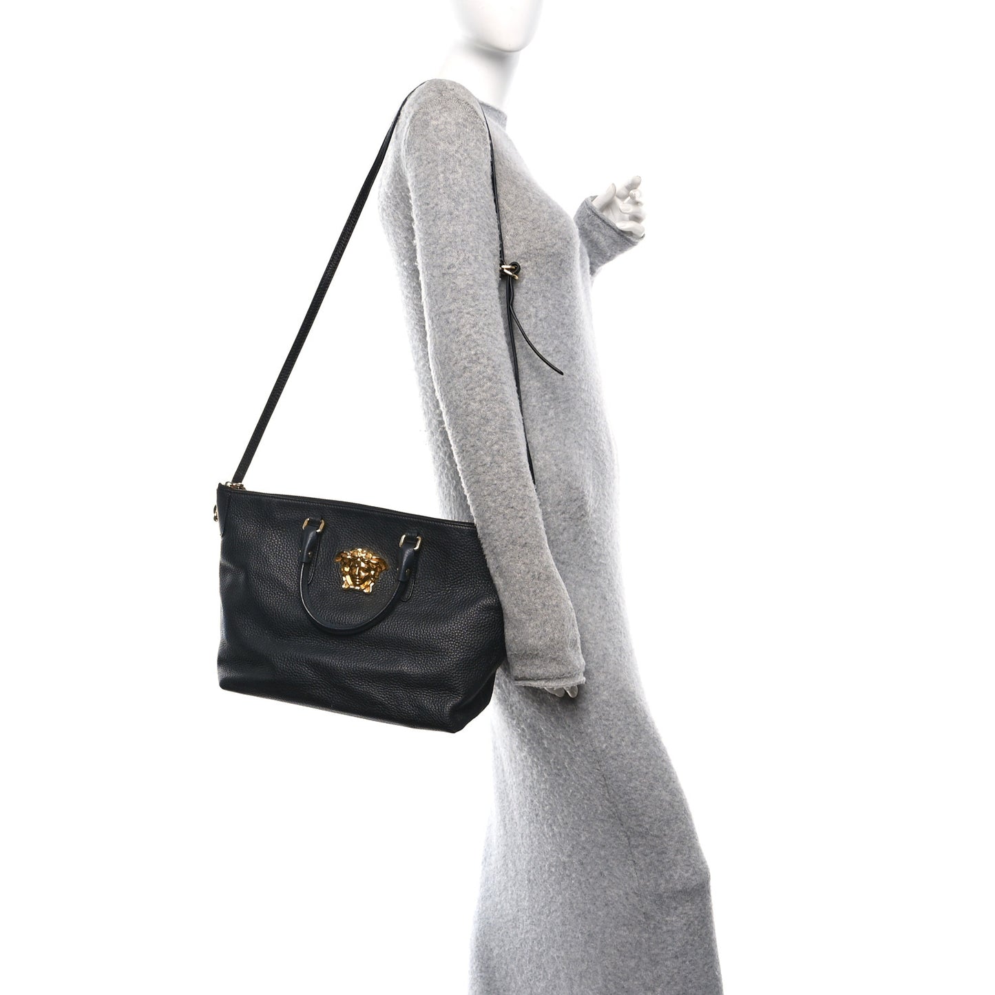 Vitello Medusa Tote Black