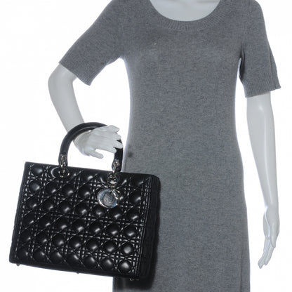 Christian Dior Lambskin Cannage Large Lady Dior Black 2 of 7