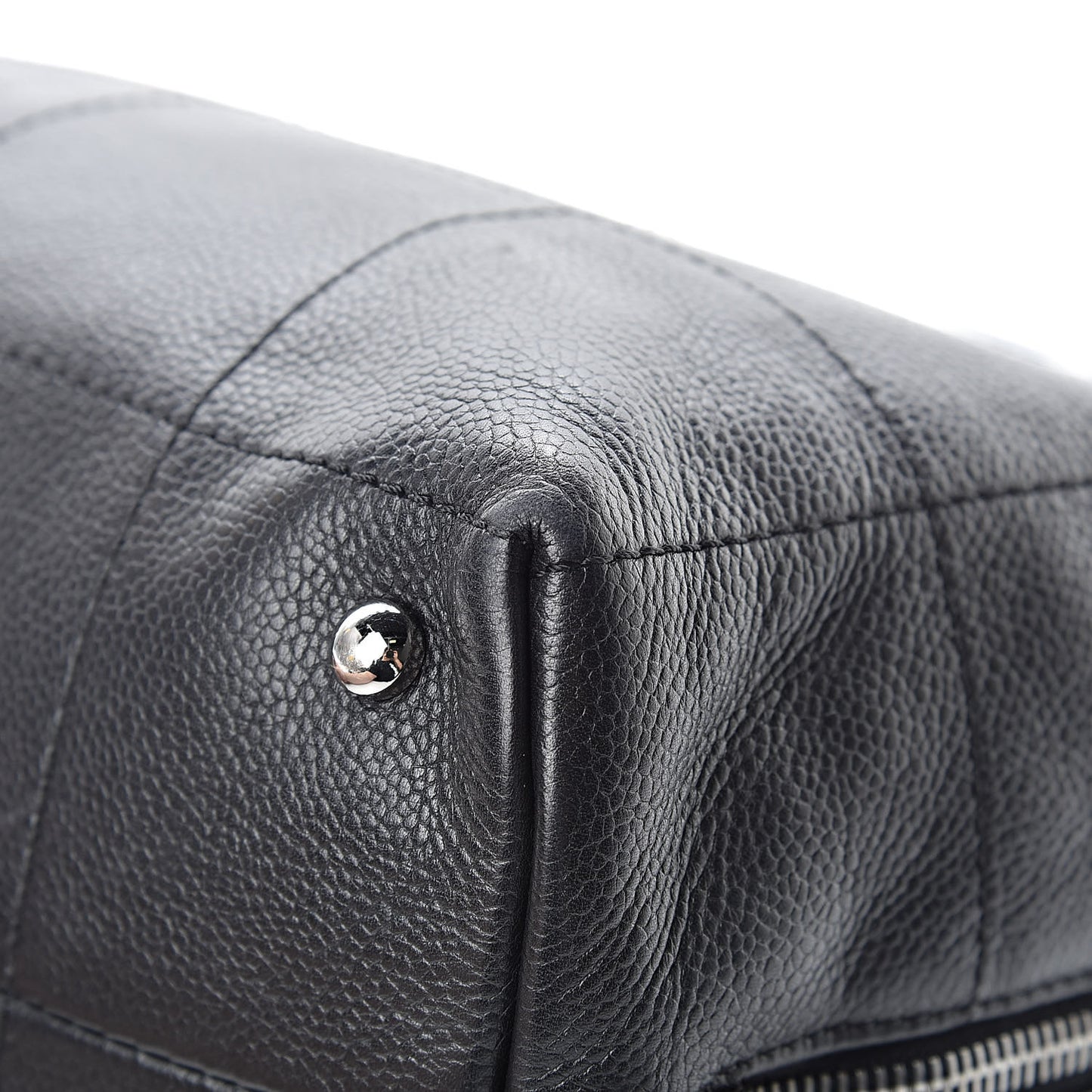 Caviar Square Stitched Medium Tote Black