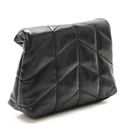 Saint Laurent Lambskin Monogram Loulou Puffer Pouch Clutch Black 3 of 10