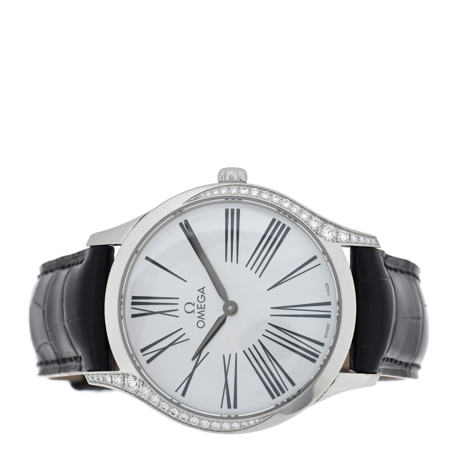 Omega Stainless Steel Alligator Diamond Mother of Pearl 36mm De Ville Tresor Quartz Watch 428.17.36.60.05.001 2 of 5