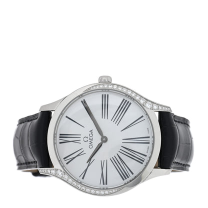 Omega Stainless Steel Alligator Diamond Mother of Pearl 36mm De Ville Tresor Quartz Watch 428.17.36.60.05.001 2 of 5