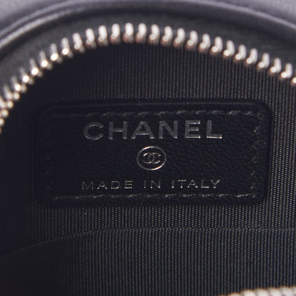 Chanel Lambskin Camellia Quilted Round Clutch With Chain Black 8 of 10