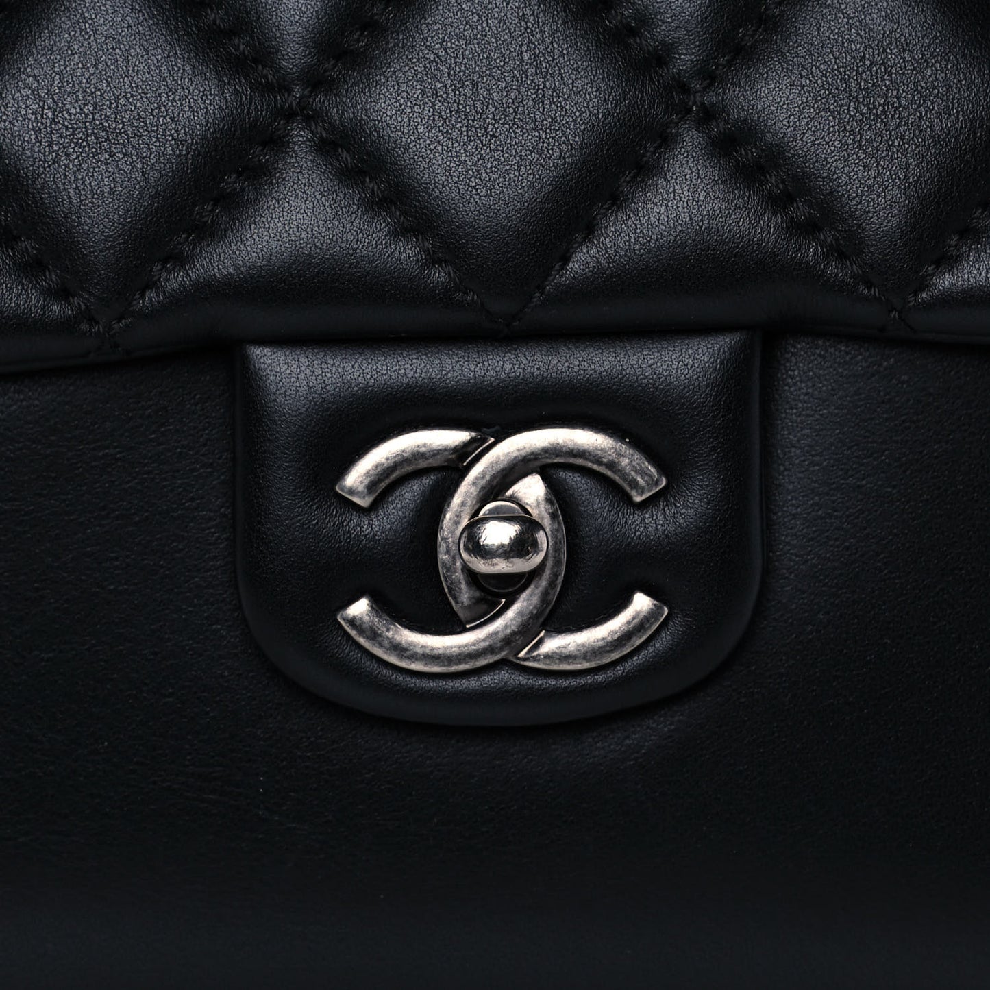 Calfskin Quilted Medium Rock My Shoulder Flap Black