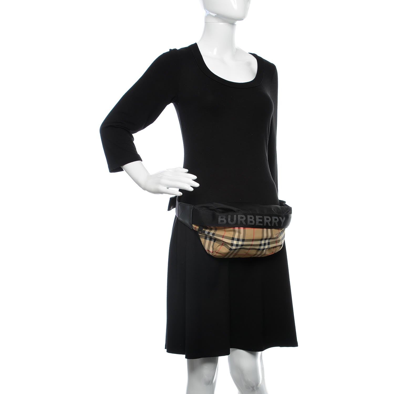 Burberry Nylon Vintage Check Sonny Bum Bag Archive Beige Black 2 of 8