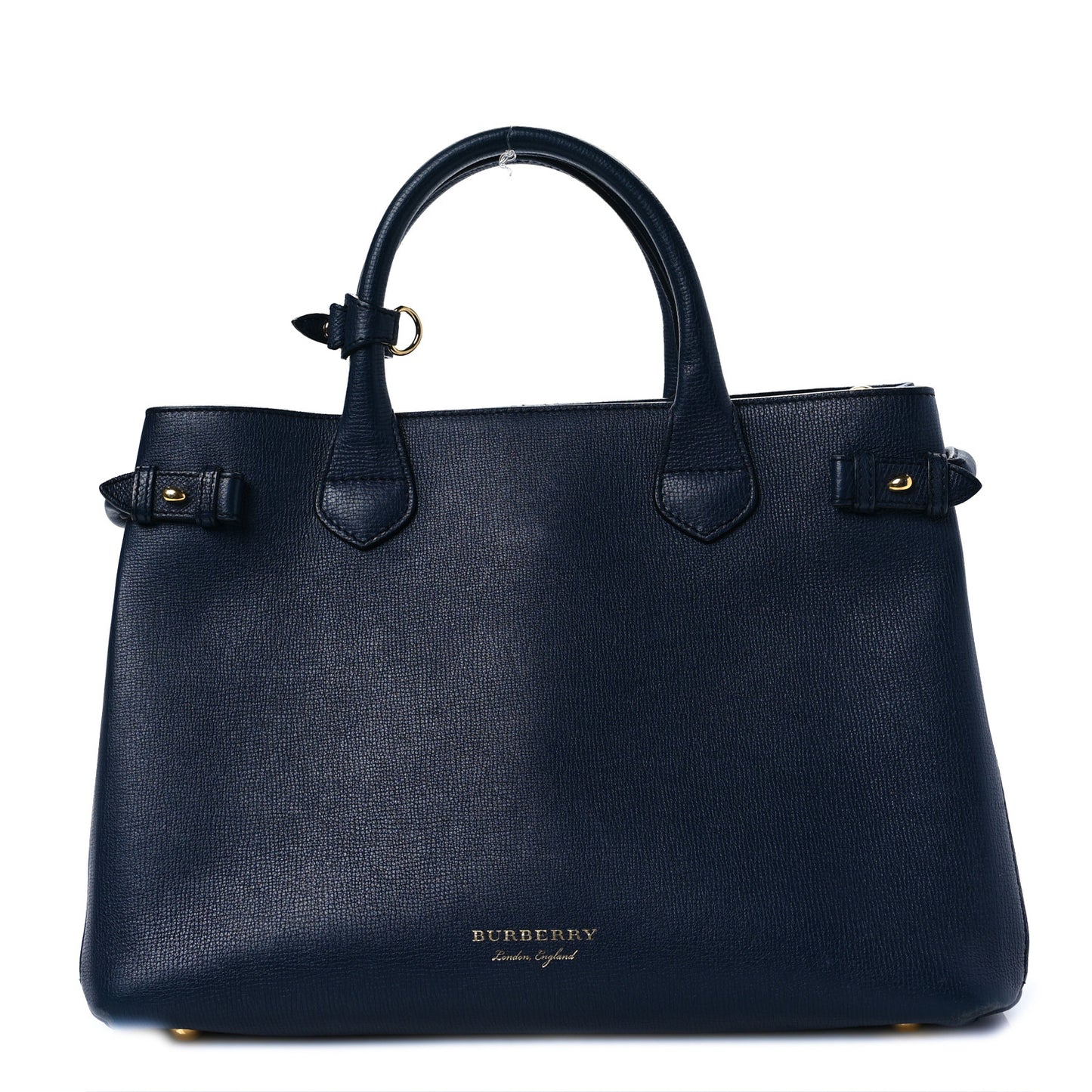 Grainy Calfskin House Check Medium Banner Tote Ink Blue