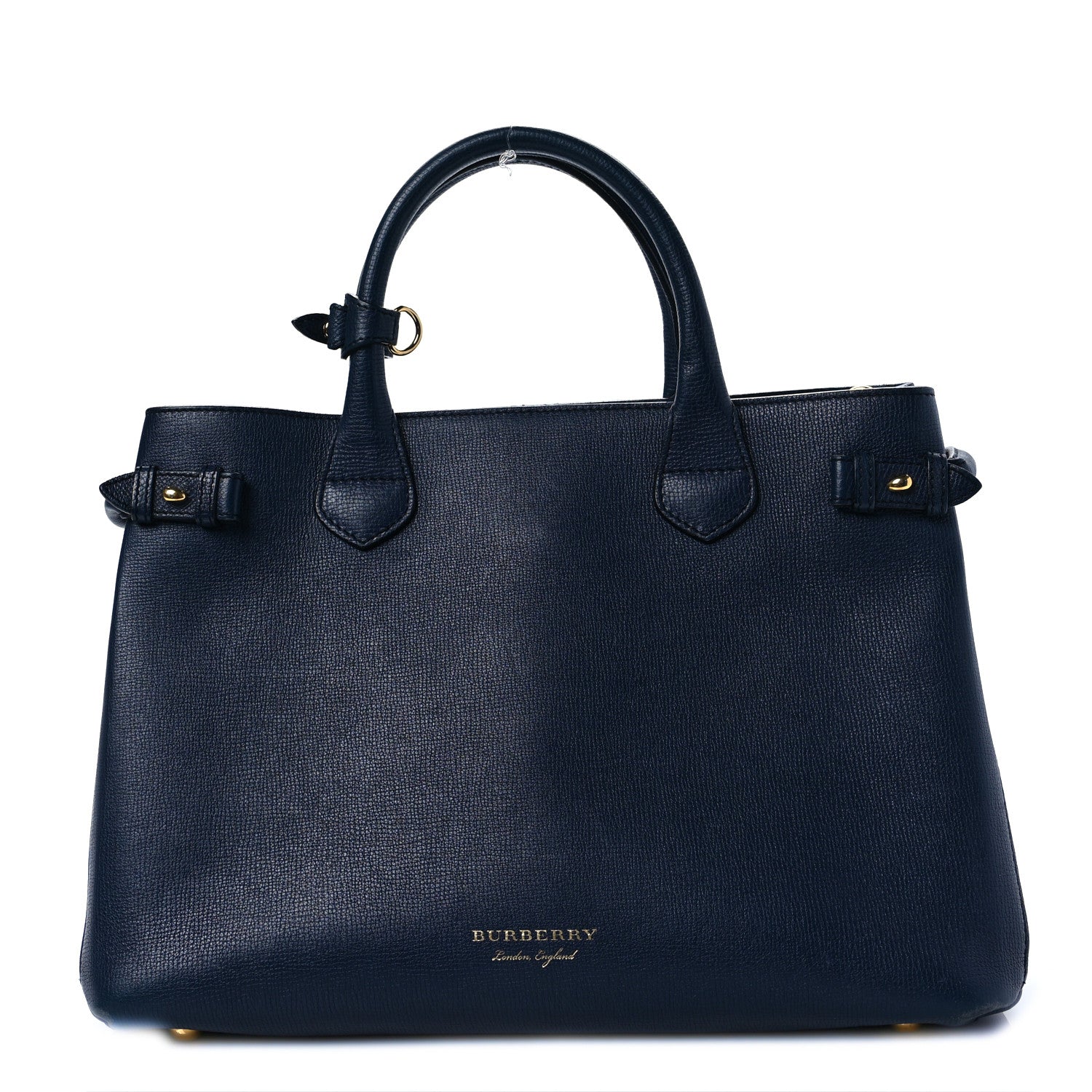 Burberry Grainy Calfskin House Check Medium Banner Tote Ink Blue 1 of 12