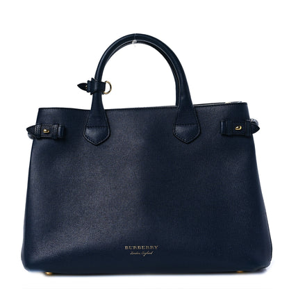 Burberry Grainy Calfskin House Check Medium Banner Tote Ink Blue 1 of 12