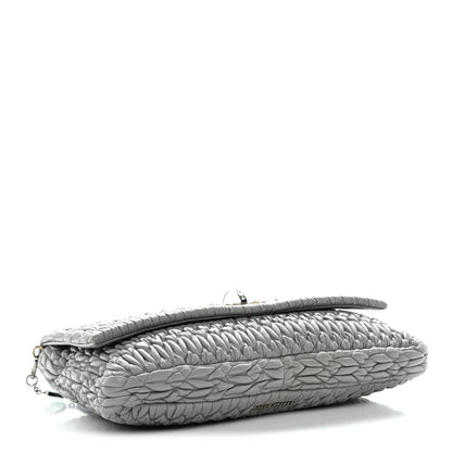 Miu Miu Nappa Matelasse Crystal Flap Clutch Grey 4 of 9