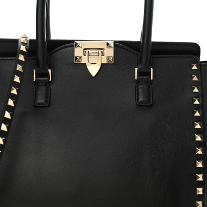 Valentino Garavani Vitello Rockstud Double Handle Tote Black 7 of 13