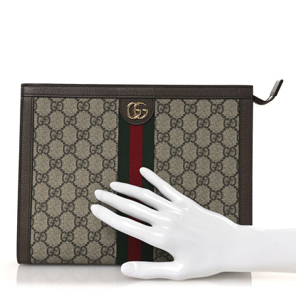 Gucci GG Supreme Monogram Web Ophidia Pouch Brown 3 of 22