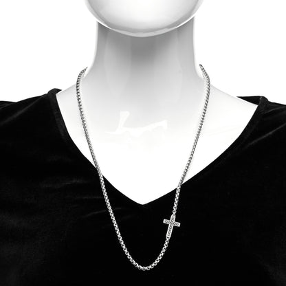 David Yurman Sterling Silver Black Diamond Streamline Cross Station Necklace 26" 2 of 5