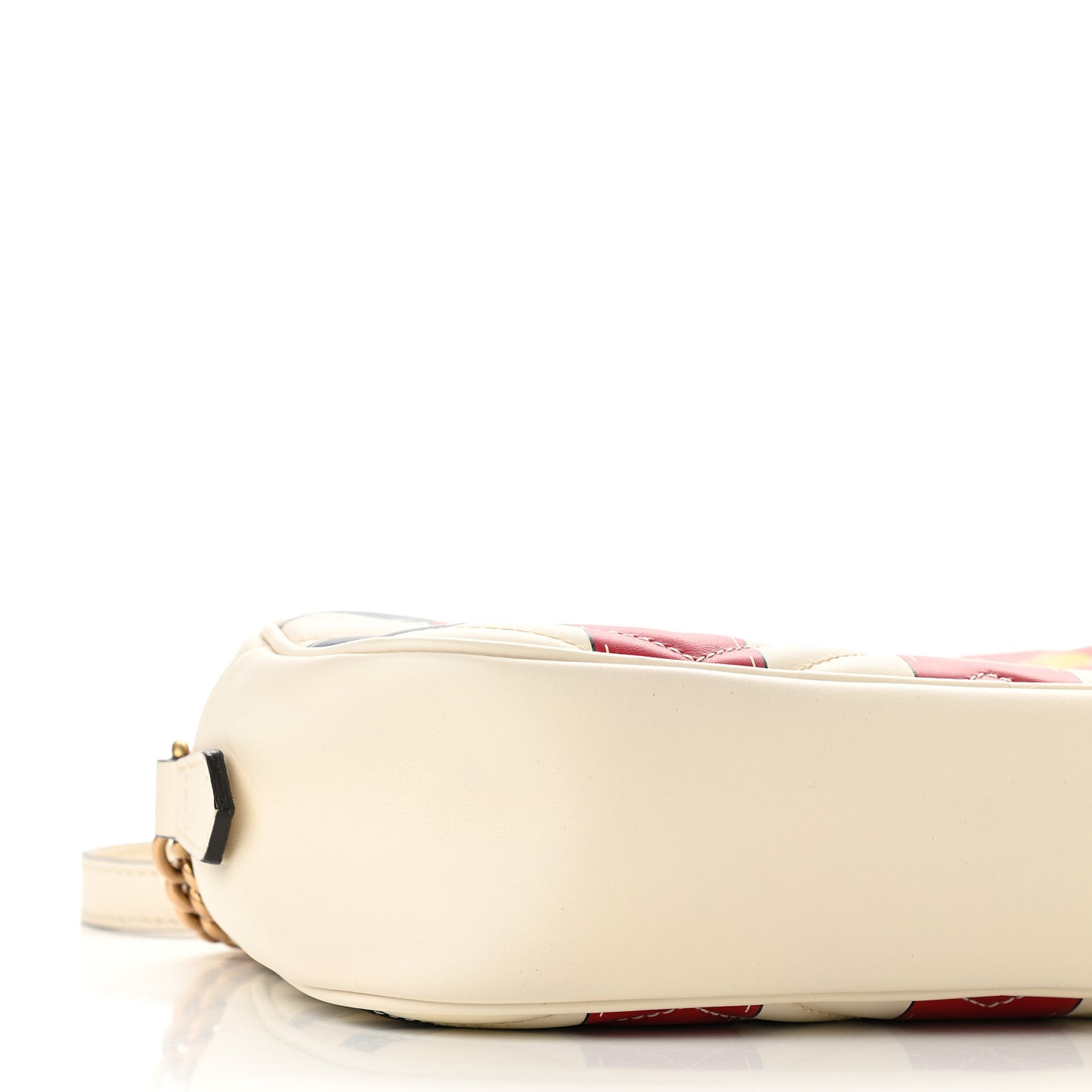 Calfskin Matelasse Trompe L'Oeil Print Small GG Marmont Chain Shoulder Bag White