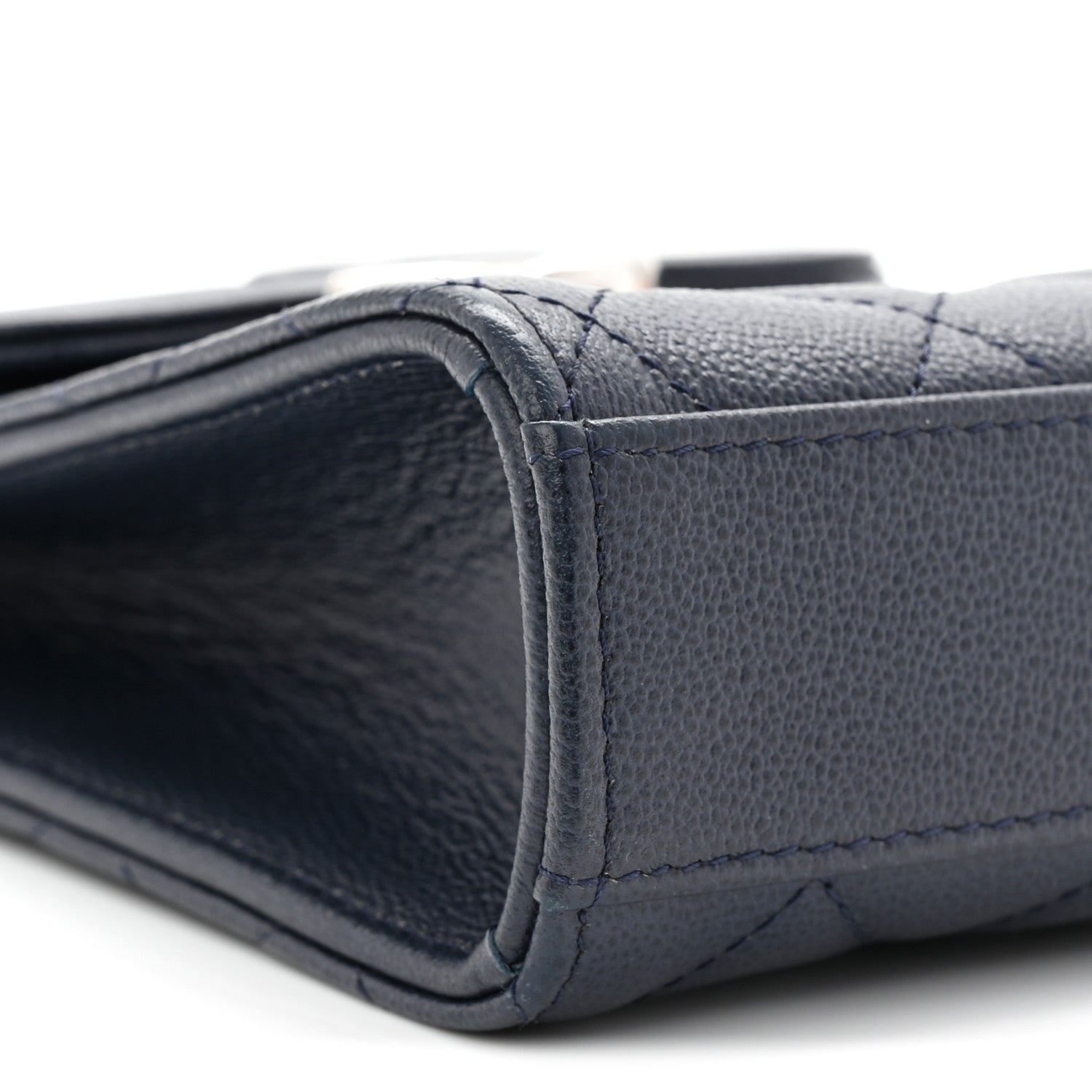 Chanel Grained Calfskin Quilted CC Box Clutch With Chain Navy 10 of 11