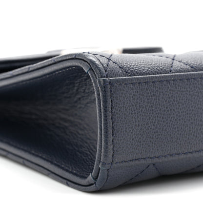 Chanel Grained Calfskin Quilted CC Box Clutch With Chain Navy 10 of 11