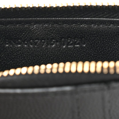 Saint Laurent Grain De Poudre Matelasse Chevron Monogram Fragments Zippered Card Case Black 7 of 7