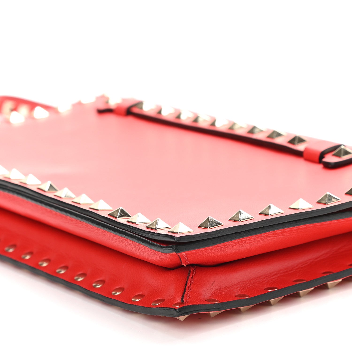 Valentino Garavani Nappa Rockstud Wristlet Clutch Deep Orange 9 of 9