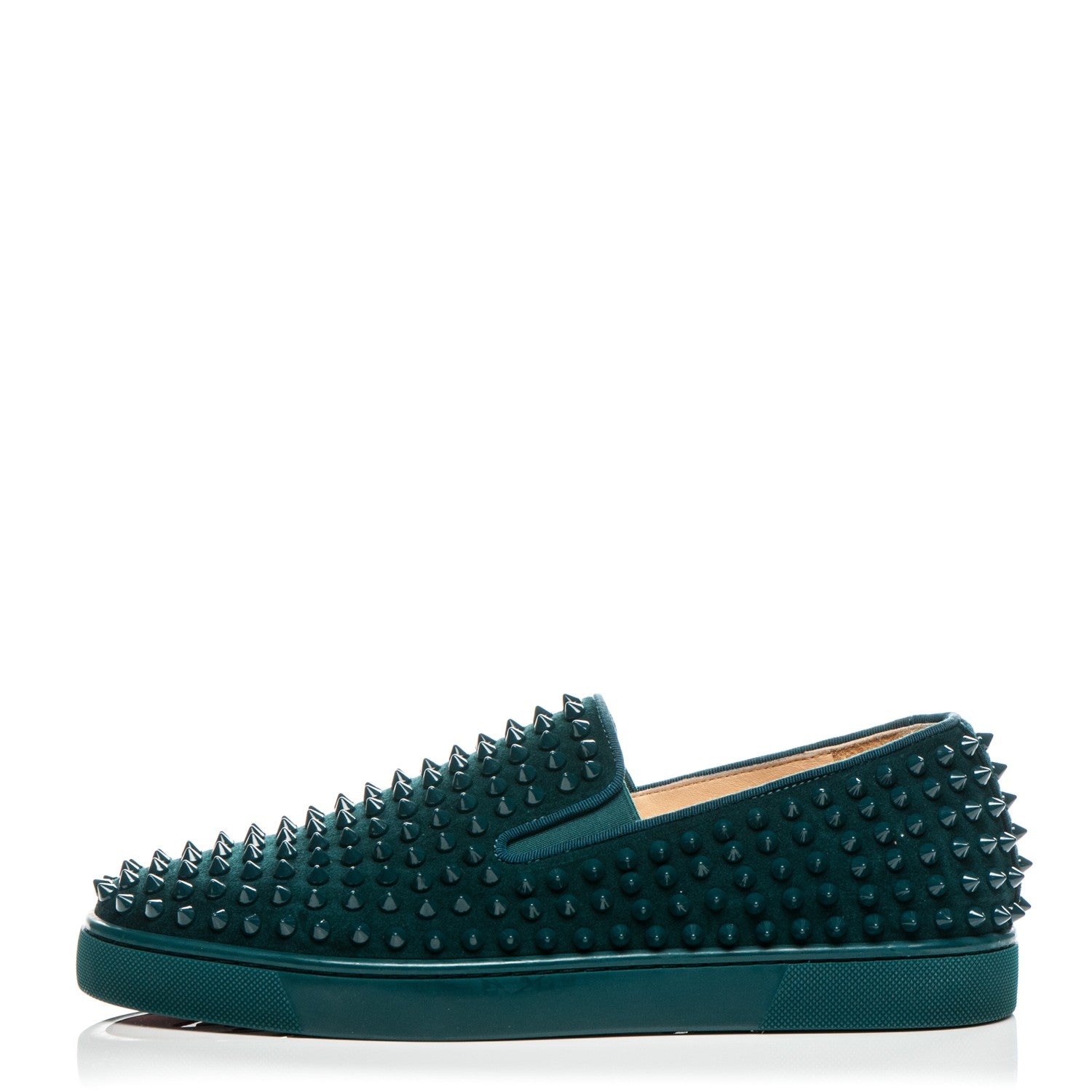Christian Louboutin Suede Spikes Roller Boat Mens Flats 41 Lagune 1 of 8