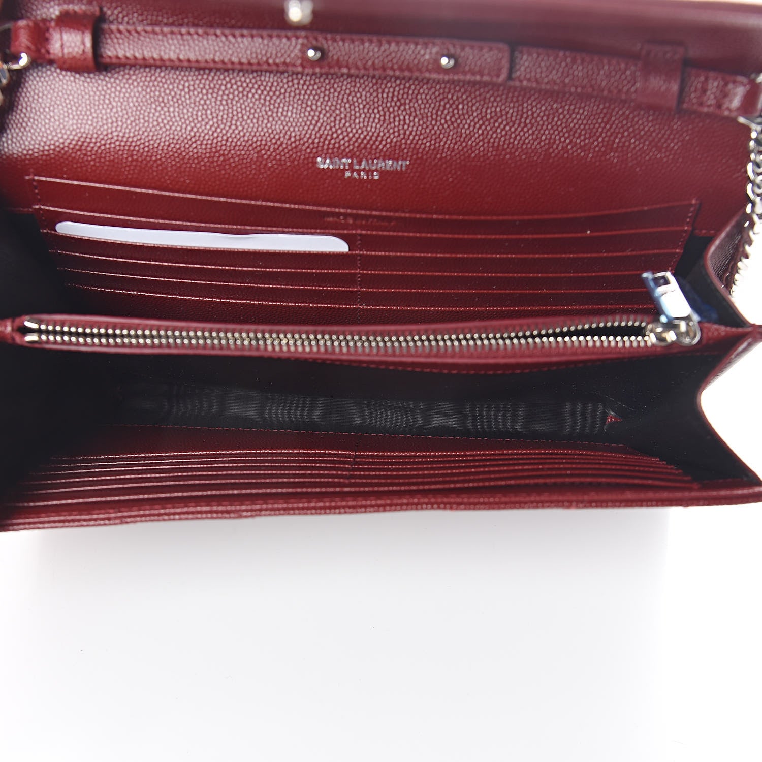 Saint Laurent Grain De Poudre Matelasse Chevron Monogram Chain Wallet Palissandre 5 of 8