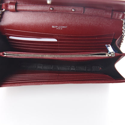 Saint Laurent Grain De Poudre Matelasse Chevron Monogram Chain Wallet Palissandre 5 of 8