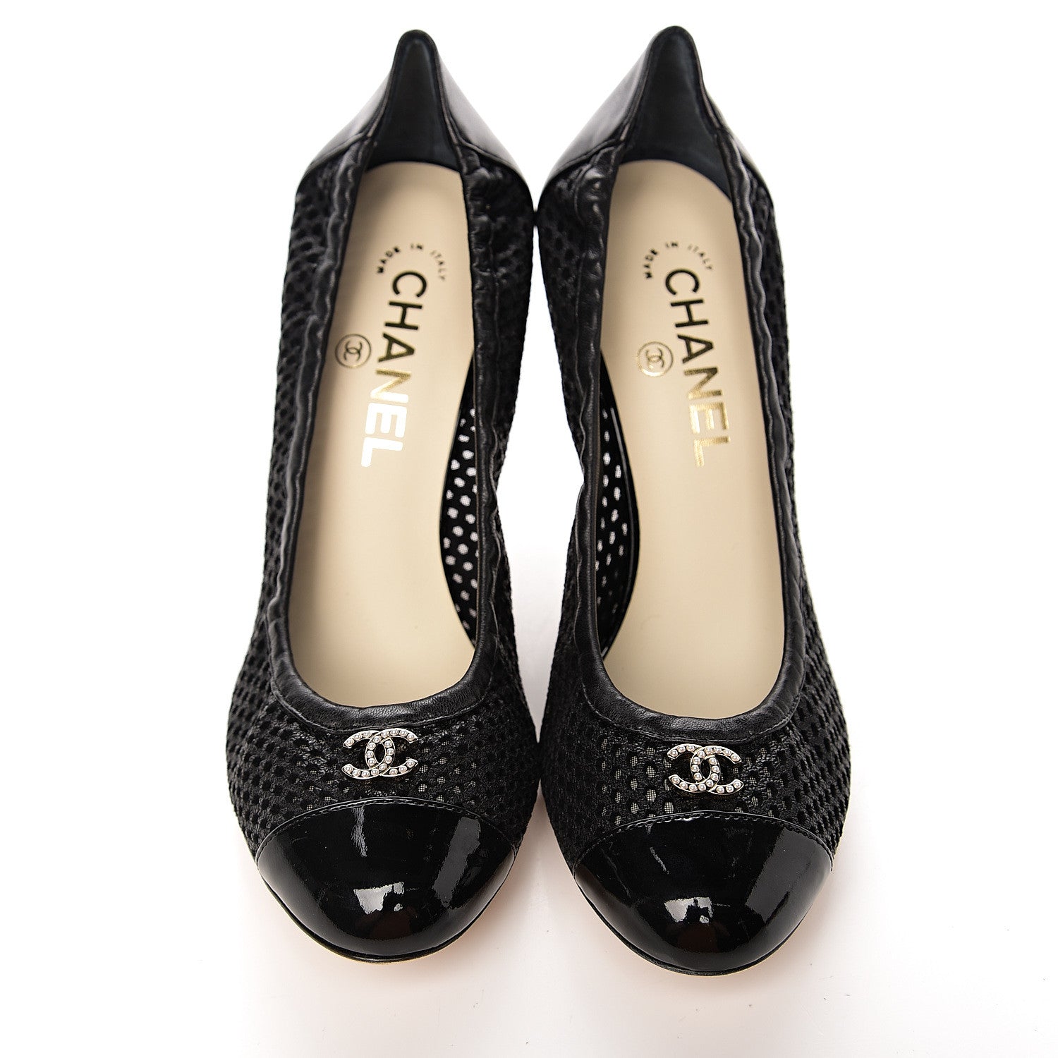 Chanel Mesh CC Pearl Pumps 38 Black 9 of 10