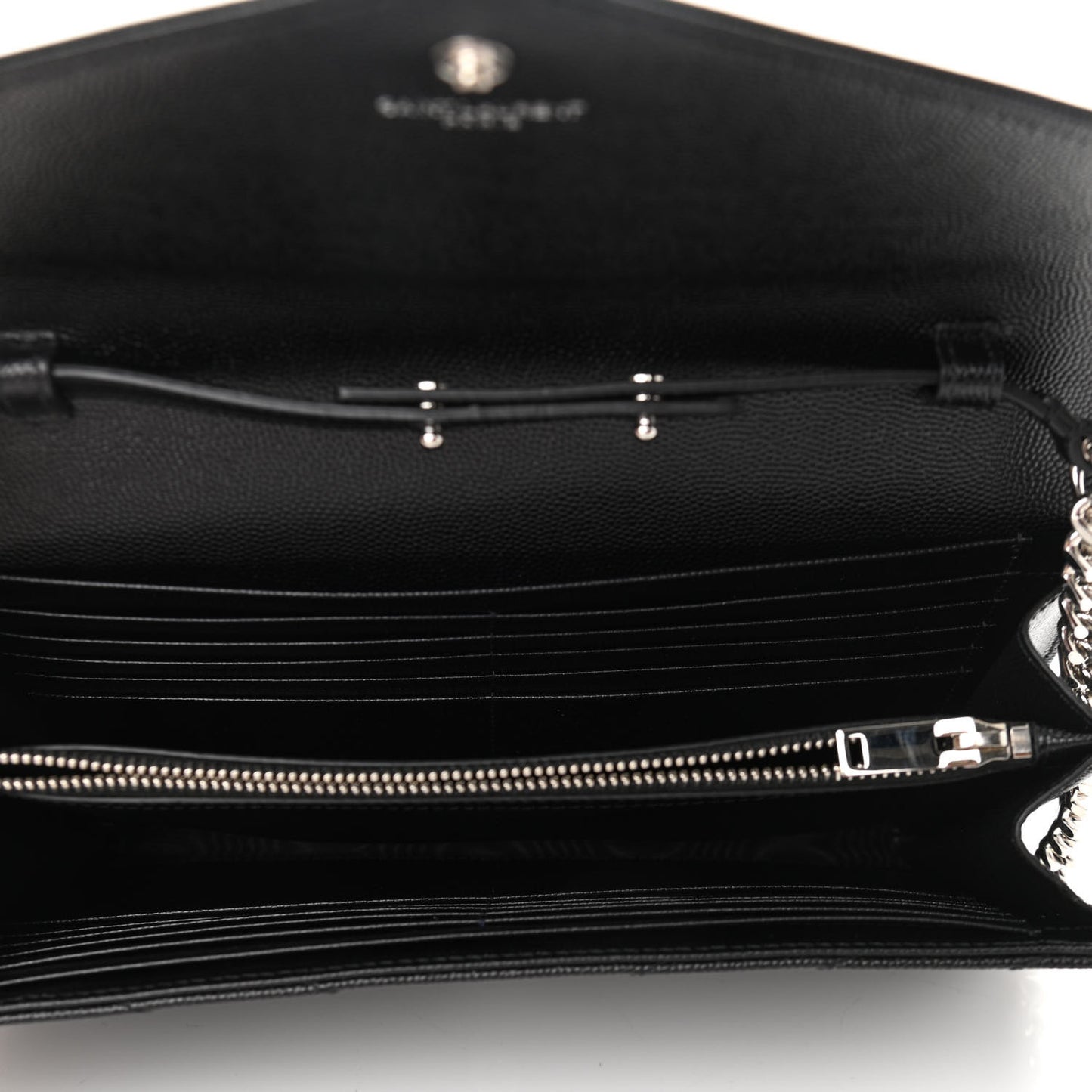 Grain De Poudre Matelasse Chevron Monogram Chain Wallet Black