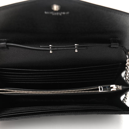 Saint Laurent Grain De Poudre Matelasse Chevron Monogram Chain Wallet Black 5 of 10