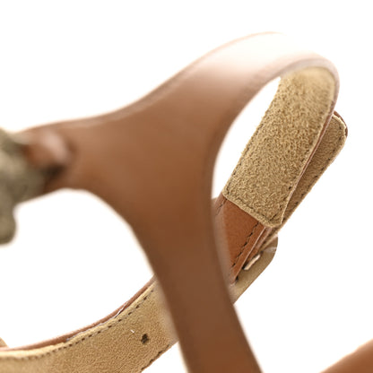 Chanel Lambskin Cork Camellia Wedge Sandals 37.5 Light Brown 11 of 13