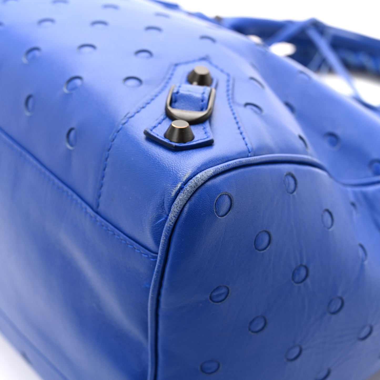 Perforated Lambskin Polka Dots Classic Hardware Velo Blue