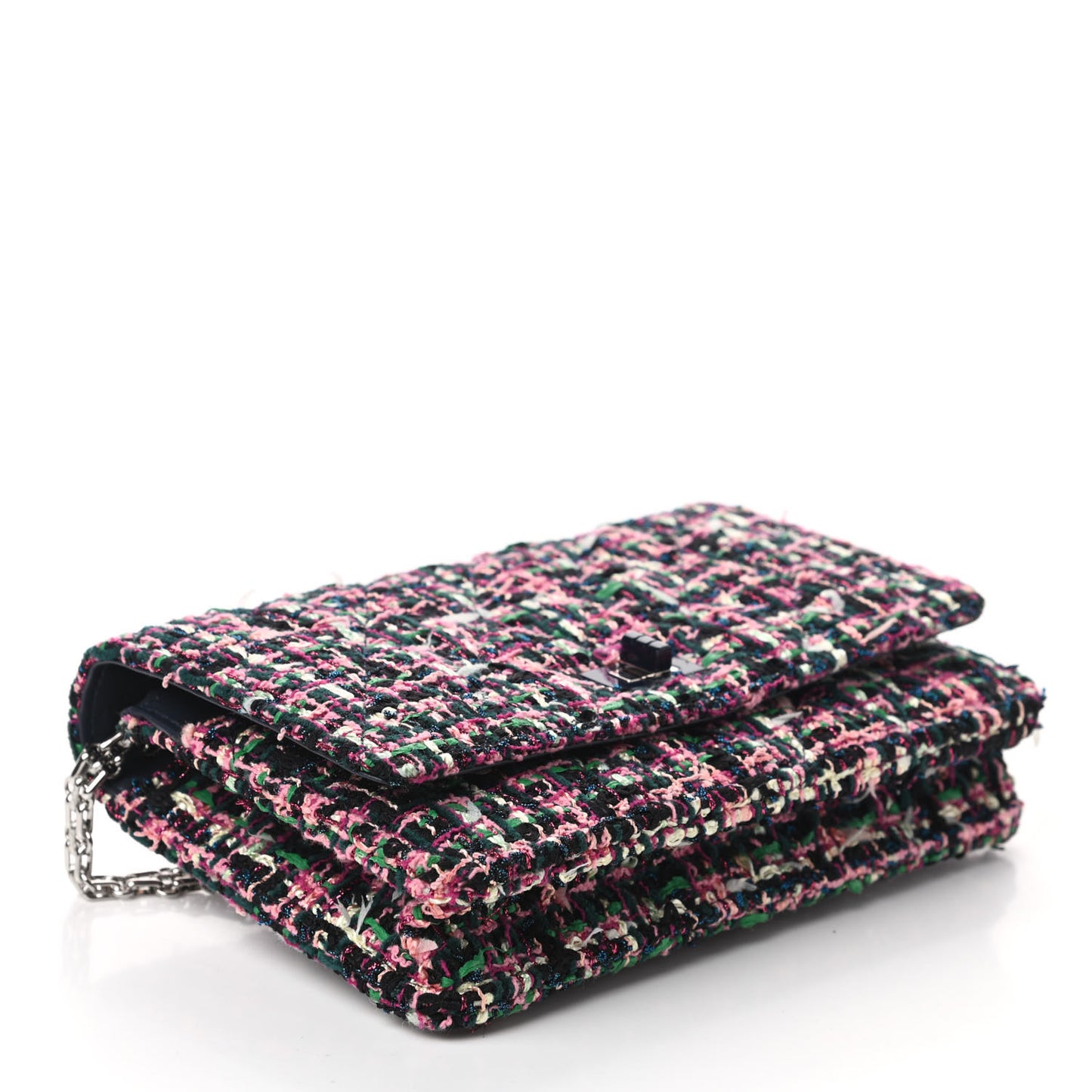 Tweed Quilted Reissue Wallet On Chain WOC Pink Multicolor