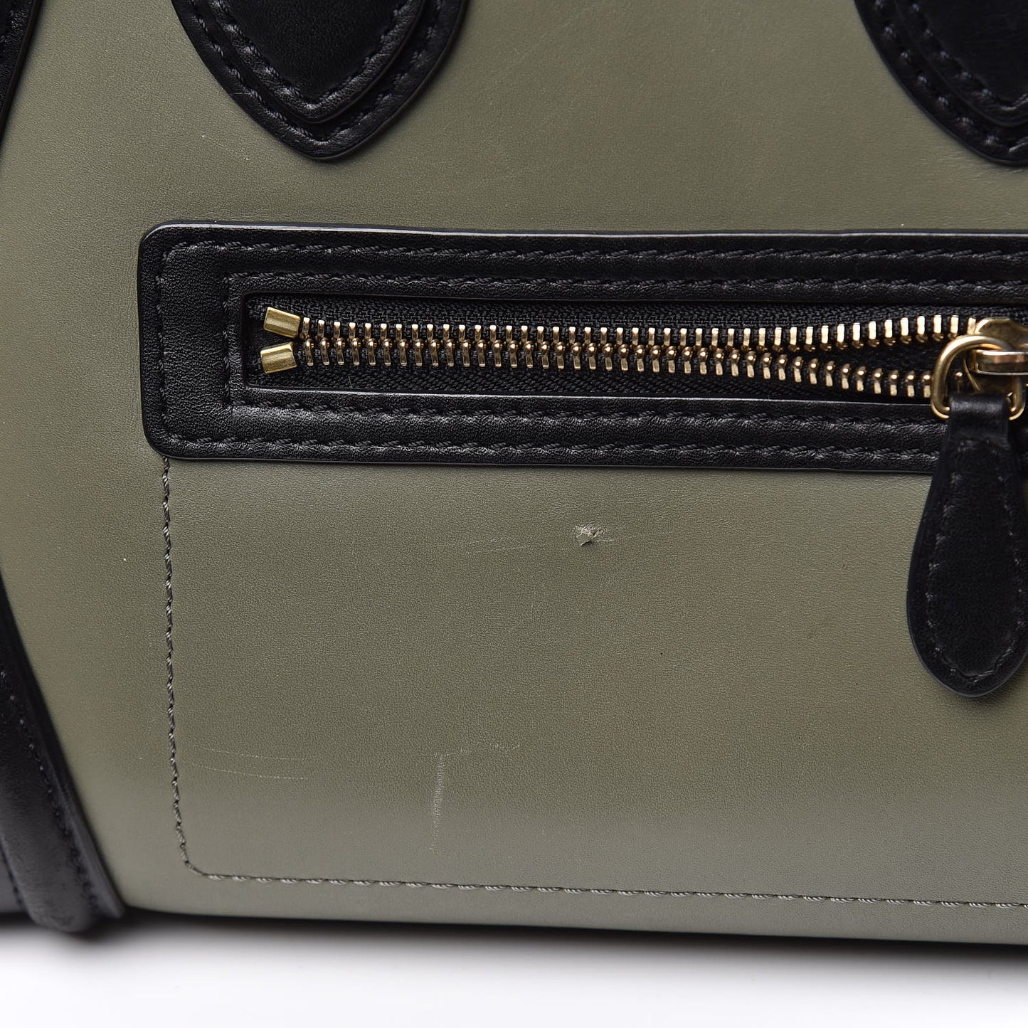 Satin Calfskin Suede Micro Tri-Color Luggage Almond