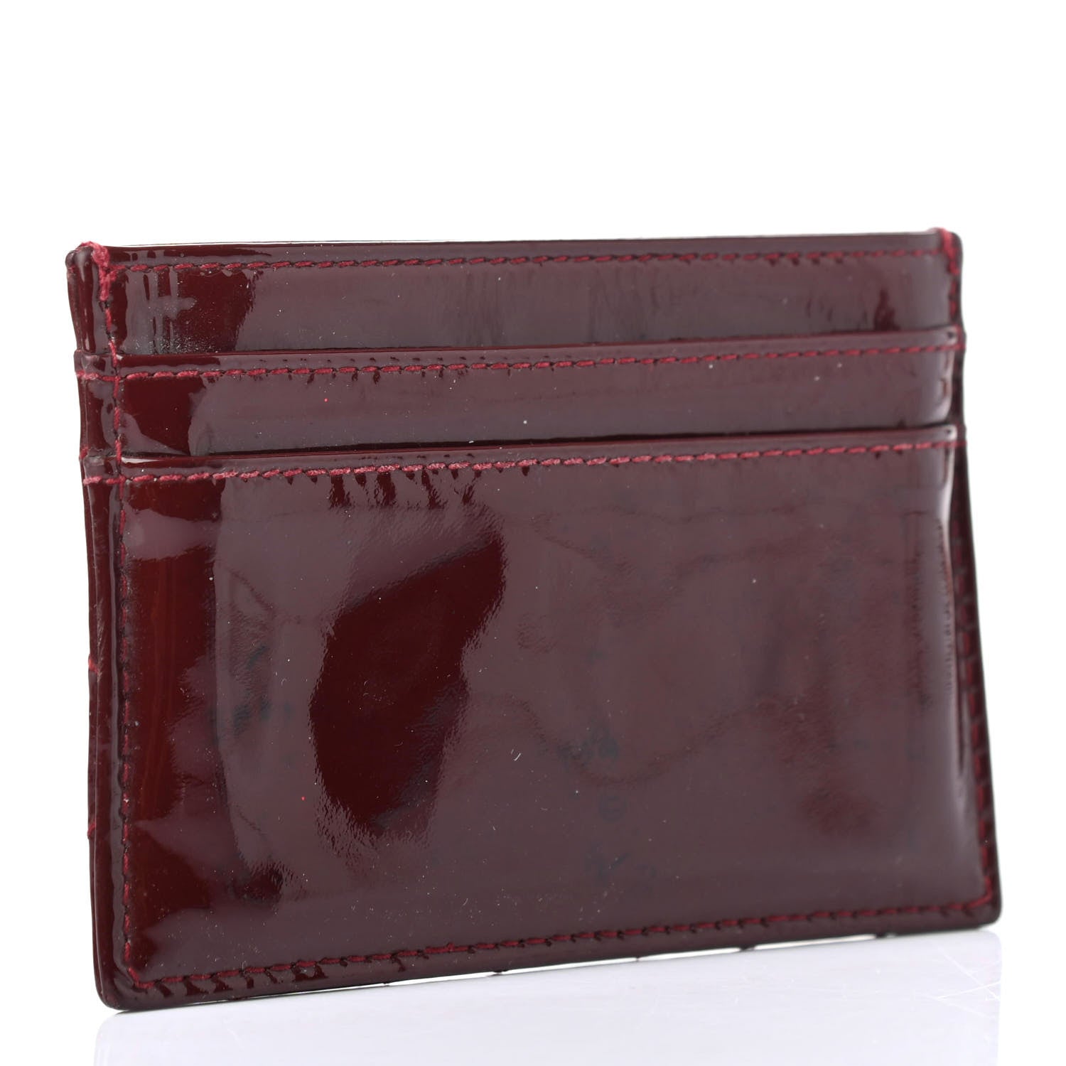 Chanel Patent Quilted Brilliant Card Holder Burgundy 2 of 4