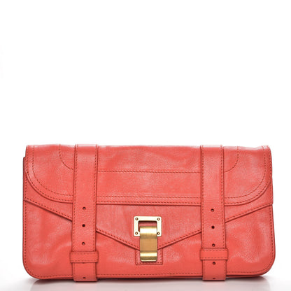 Proenza Schouler Lambskin PS1 Pochette Clutch Deep Coral 1 of 8