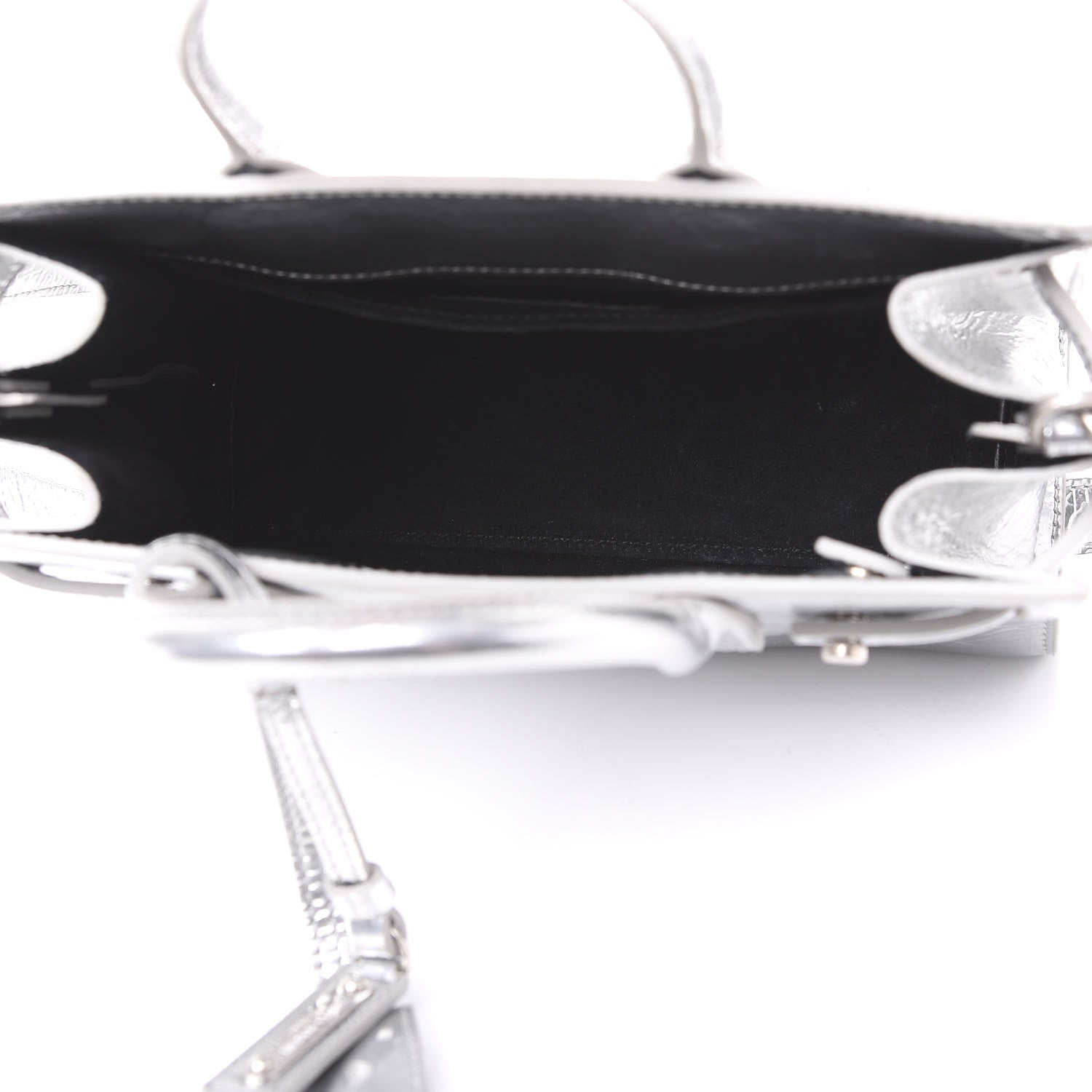 Saint Laurent Metallic Crinkled Calfskin Nano Supple Sac De Jour Silver 4 of 8