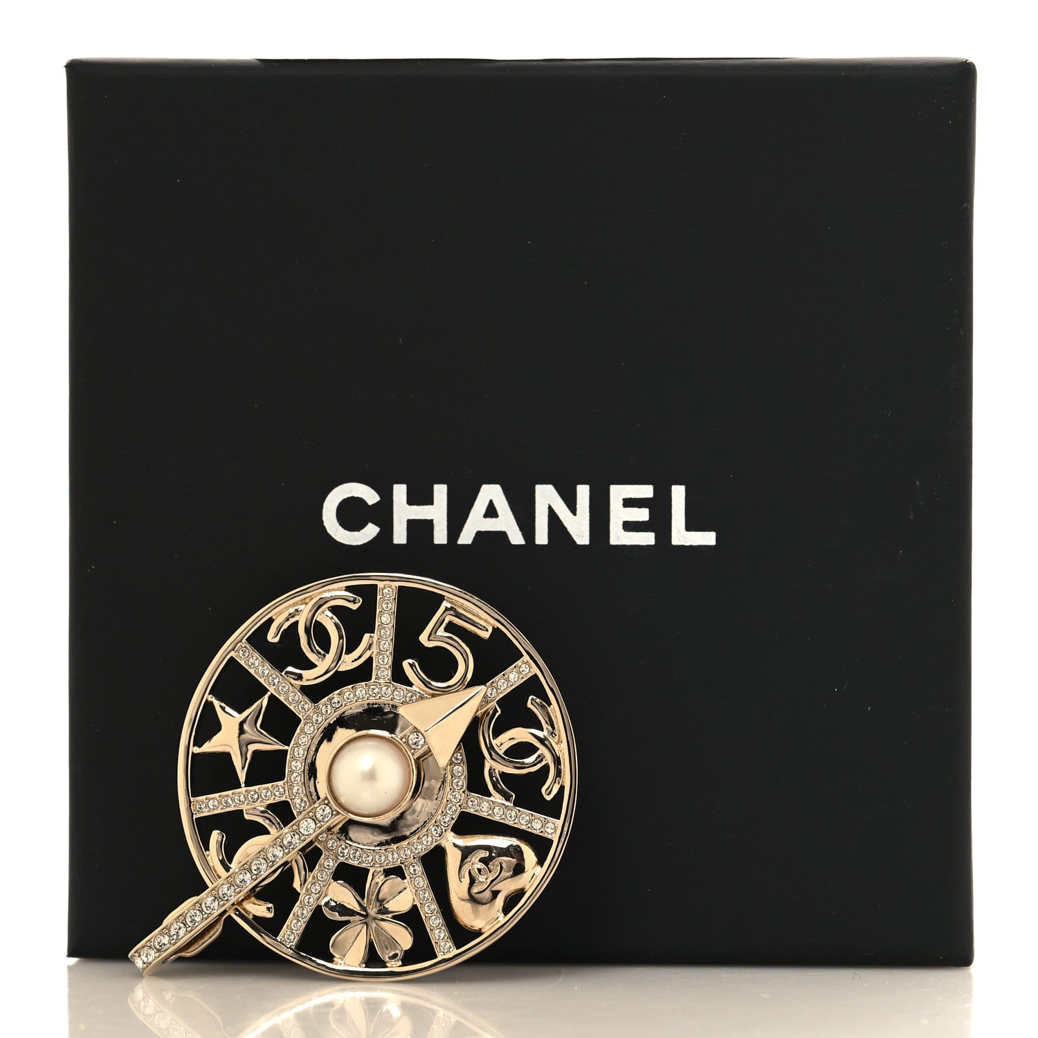 Chanel Crystal Pearl CC Charms Brooch 4 of 4