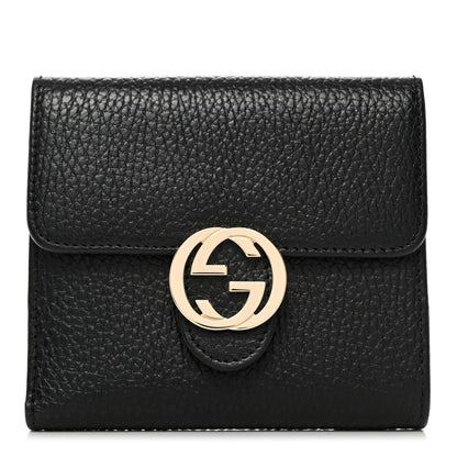 Gucci Dollar Calfskin Interlocking G French Wallet Black 1 of 10