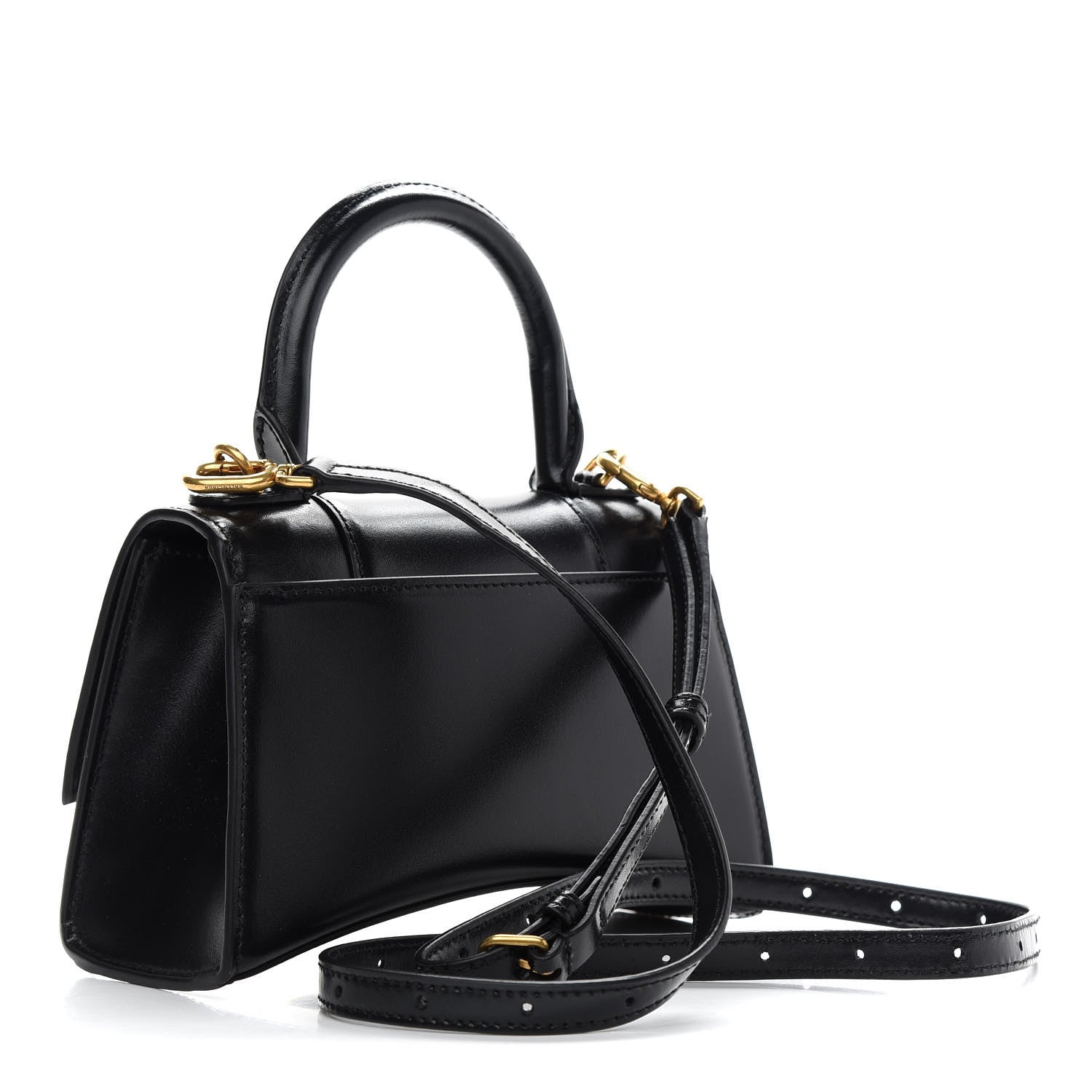 Balenciaga Shiny Box Calfskin Hourglass Top Handle Bag XS Black 3 of 9