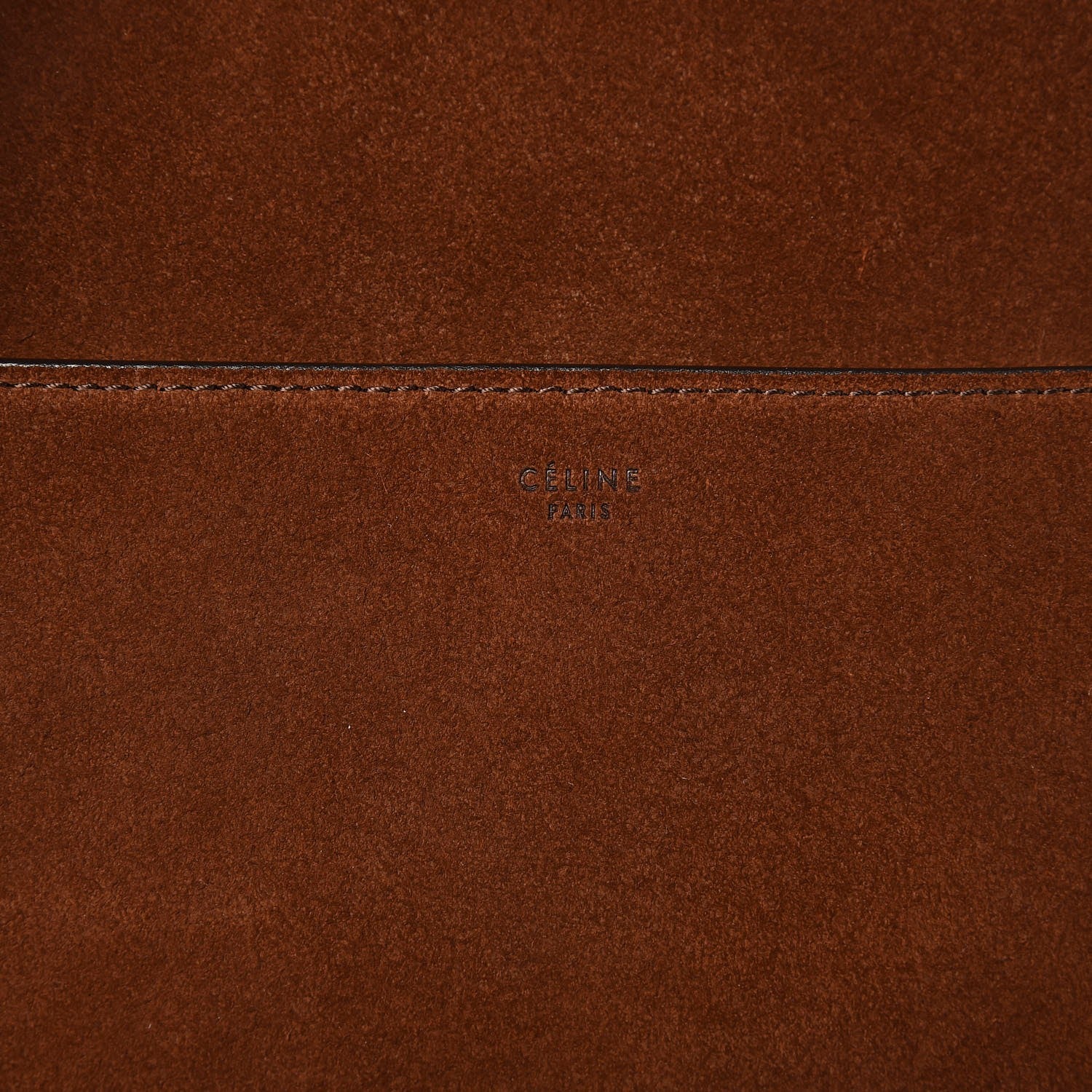 Celine Suede Calfskin Sangle Bucket Bag Chestnut 7 of 7