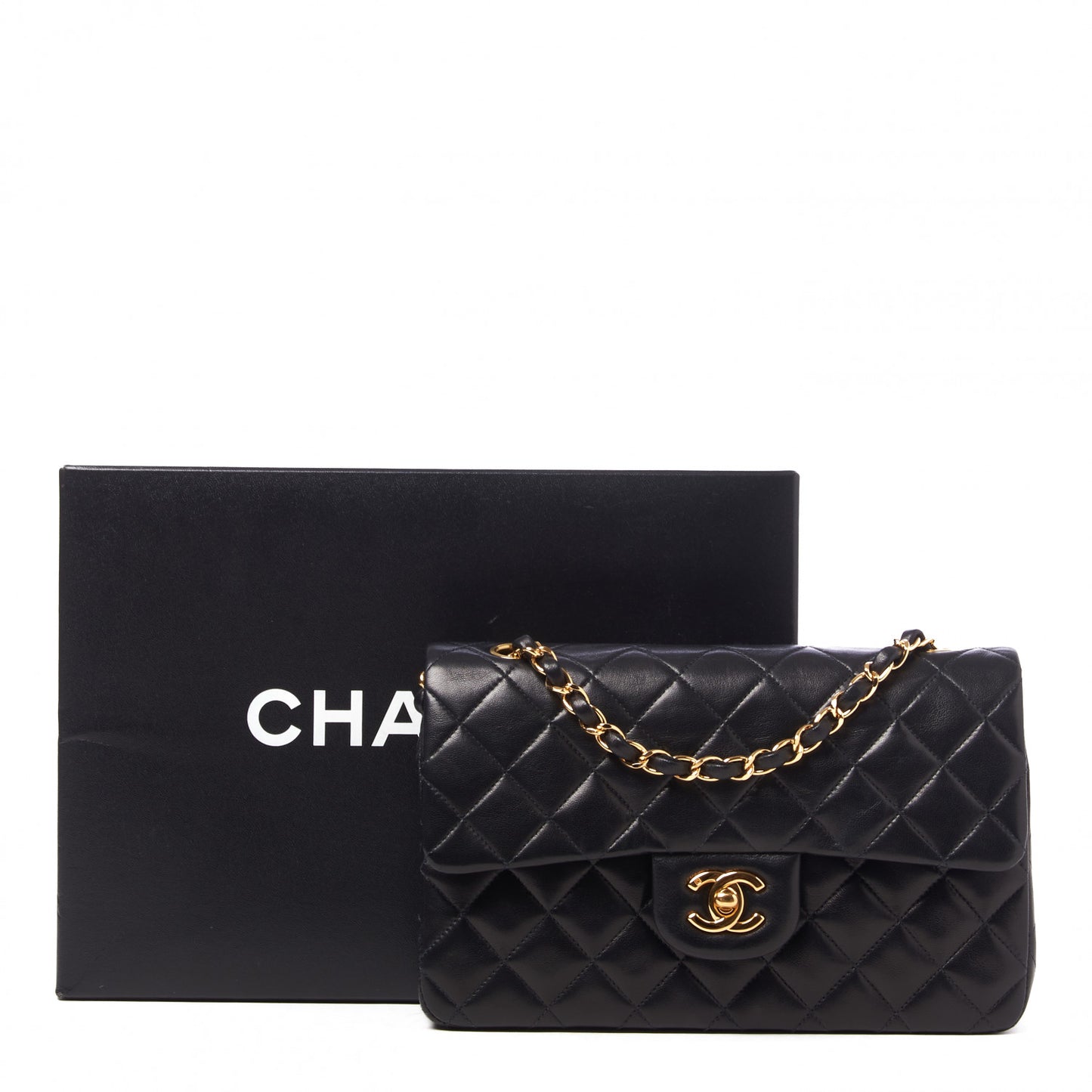 Lambskin Quilted Small Double Flap Black
