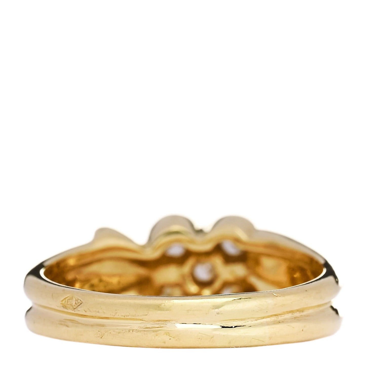 18K Yellow Gold Diamond Flower Ring 51 5.75