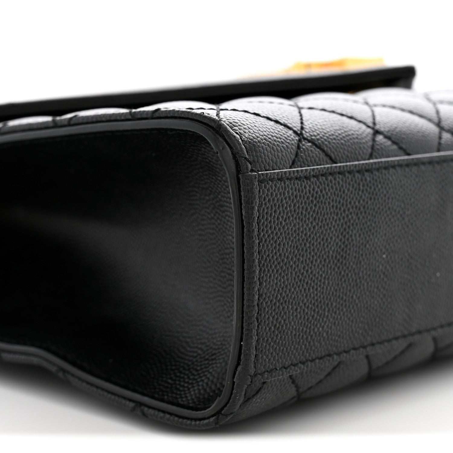 Saint Laurent Grain De Poudre Textured Mixed Matelasse Large Triquilt Monogram Satchel Black 10 of 11
