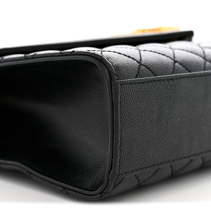 Saint Laurent Grain De Poudre Textured Mixed Matelasse Large Triquilt Monogram Satchel Black 10 of 11