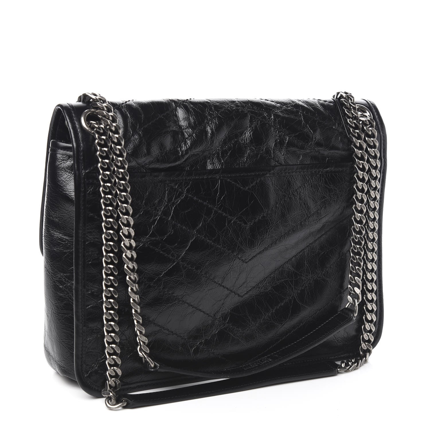 Saint Laurent Crinkled Calfskin Matelasse Monogram Medium Niki Chain Satchel Black 3 of 10
