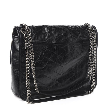 Saint Laurent Crinkled Calfskin Matelasse Monogram Medium Niki Chain Satchel Black 3 of 10
