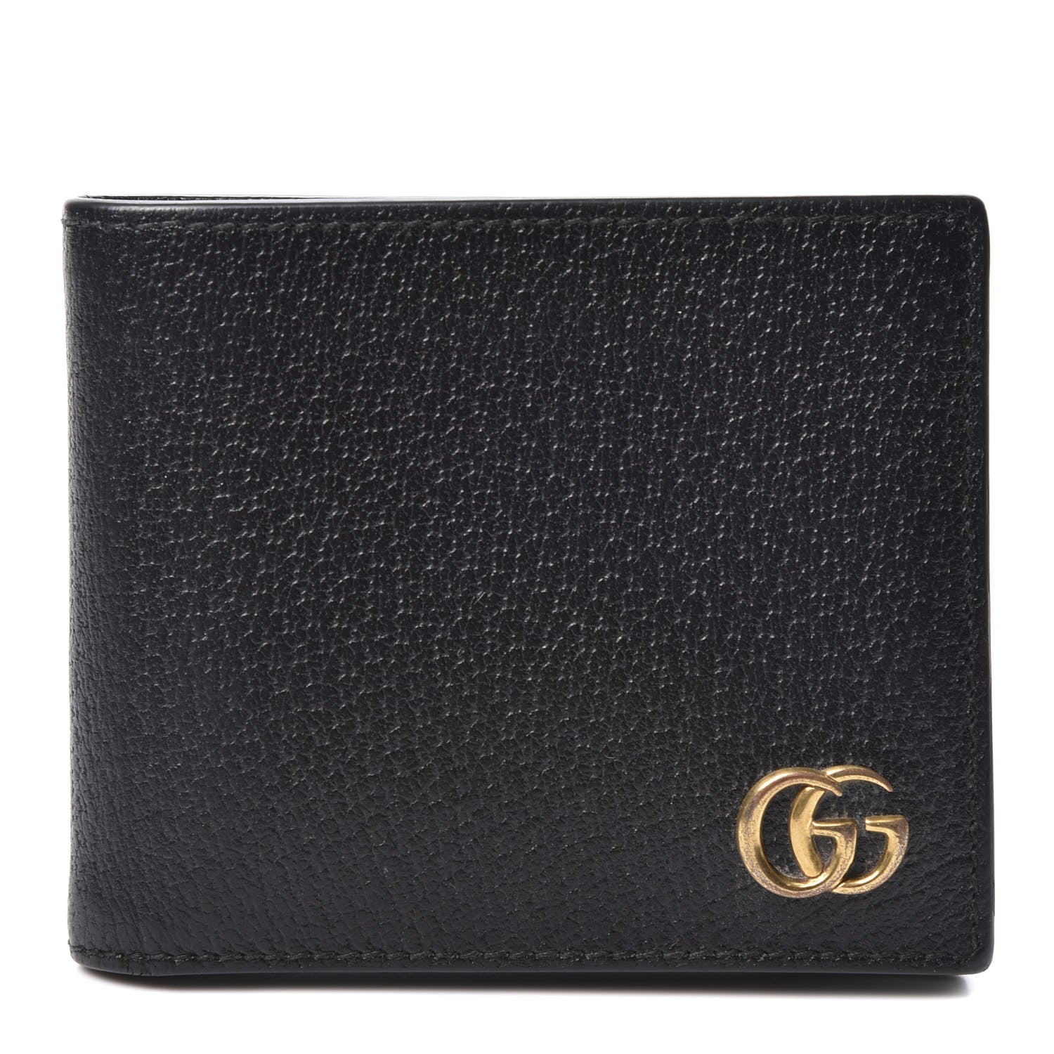 Gucci Calfskin Boar Effect GG Marmont Bi-Fold Wallet Black 1 of 11