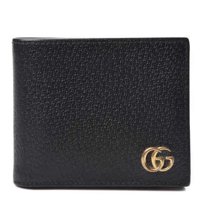 Gucci Calfskin Boar Effect GG Marmont Bi-Fold Wallet Black 1 of 11