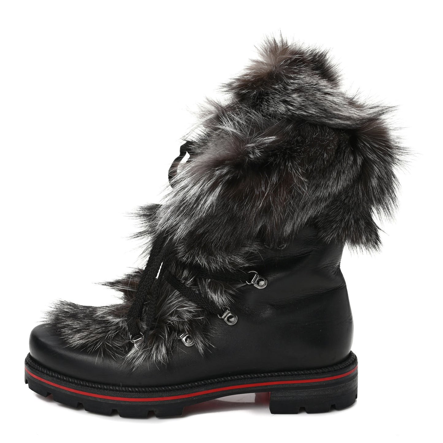 Calfskin Fur Mens Snow Black Flat Hiking Boots 43 Black